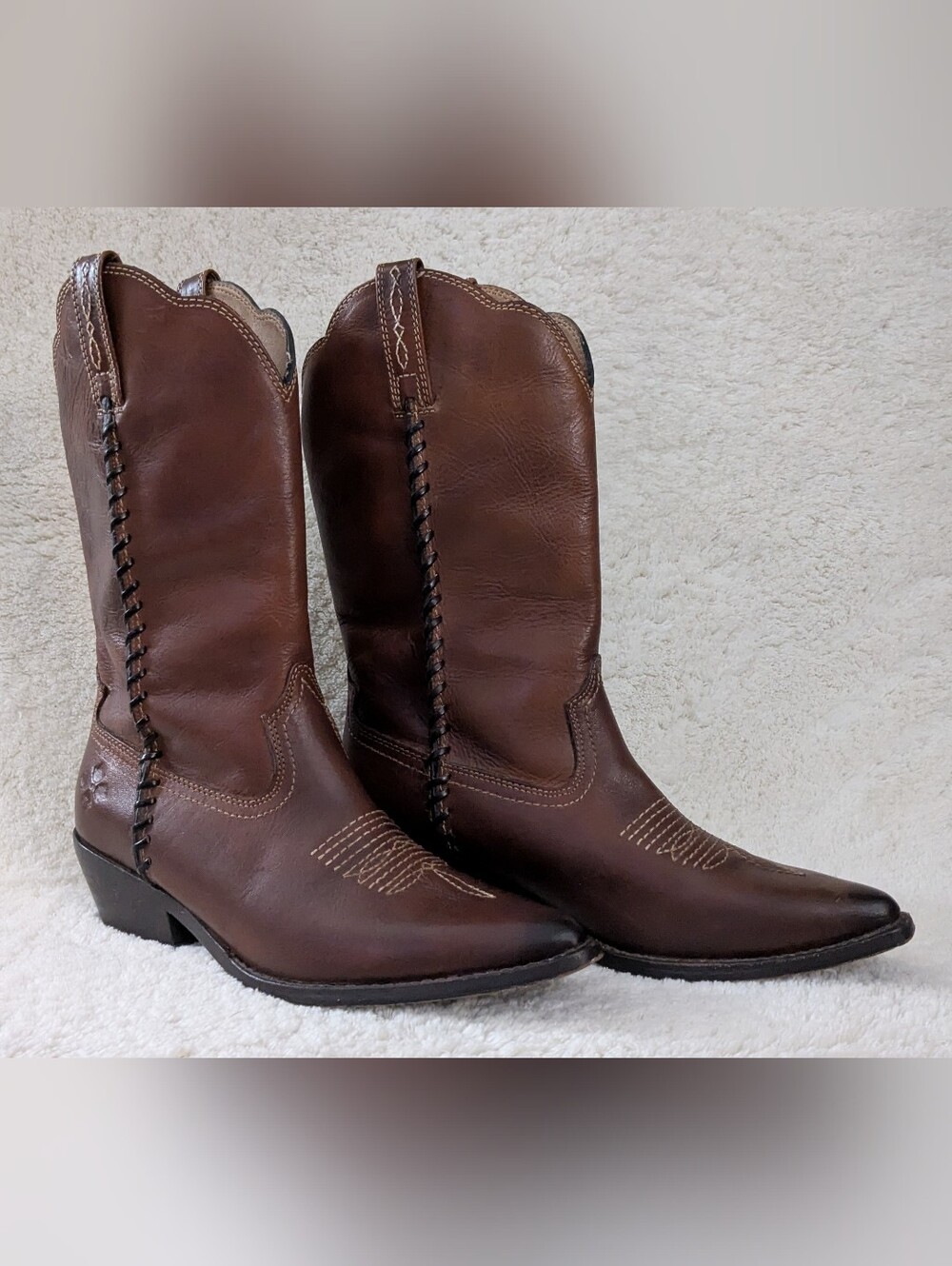 Patricia Nash Womens Size 7.5 Brown Leather Western Cowboy Boots
